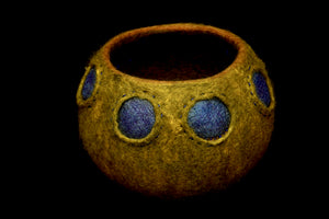 "Blue Moons" hand felted wool vessel