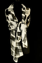 Load image into Gallery viewer, &quot;TikTak&quot; sumi ink wool &amp; silk shawl