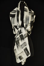 Load image into Gallery viewer, &quot;TikTak&quot; sumi ink wool &amp; silk shawl
