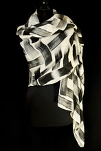 Load image into Gallery viewer, &quot;TikTak&quot; sumi ink wool &amp; silk shawl