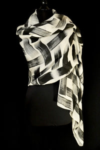 "TikTak" sumi ink wool & silk shawl