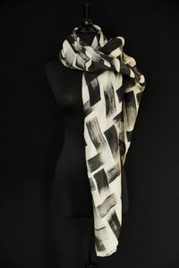 "TikTak" sumi ink wool & silk shawl