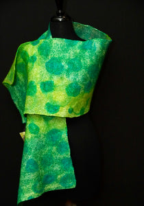 "Galway" hand painted & hand dyed silk and merino wool wrap