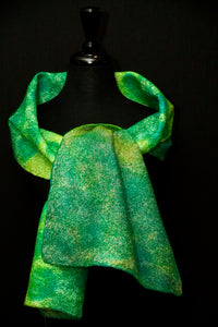 "Galway" hand painted & hand dyed silk and merino wool wrap
