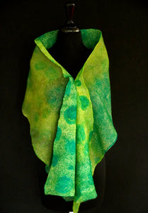 "Galway" hand painted & hand dyed silk and merino wool wrap