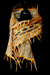 "Goldie Luxe" merino and metallic silk organza scarf