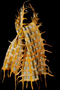 "Goldie Luxe" merino and metallic silk organza scarf