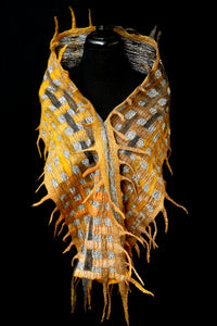 "Goldie Luxe" merino and metallic silk organza scarf