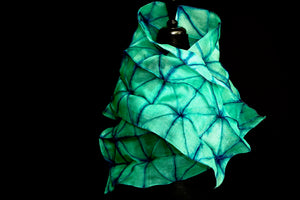 "Capri" Origami Shibori Uzbek silk organza scarf
