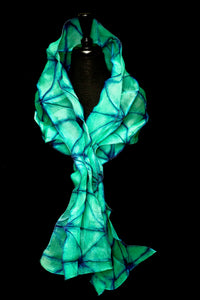 "Capri" Origami Shibori Uzbek silk organza scarf