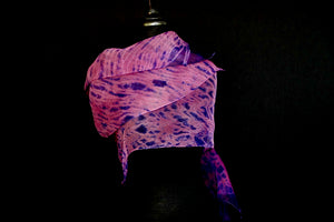 "Amour" Arashi Shibori dyed silk organza scarf