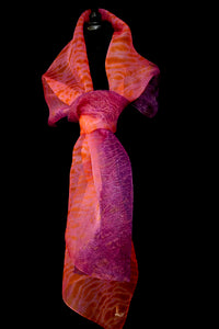 "Holiday!" Arashi Shibori dyed silk organza wrap