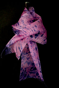 "Amour" Arashi Shibori dyed silk organza scarf